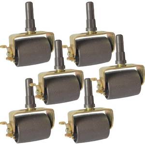 lot 6123 image: Heavy Duty Steel Stem Bed Frame Wheels Casters Rollers with Plastic Inserts, Set of 6 Locking - Retail $20