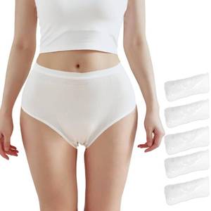 lot 6128 image: STARLY Disposable Underwear for Women High Waist Comfy Travel Briefs Independent Packing Fast Drying Panties (White,5-Pack,M) - Retail $10