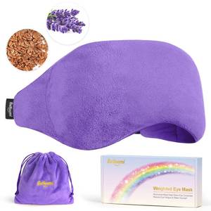 lot 6129 image: BeHoomi Weighted Eye Mask for Sleeping, Soft Heated Eye Mask, Moist Heat Warm Compress for Eyes, Natural Lavender and Flaxseeds Microwave Reusable Sleep Mask, Must Haves for Women Spa, Home, Office - Retail $12