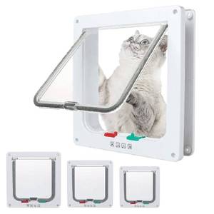 lot 6136 image: goTeamghjkl Cat Door Flap (Outer Size 7.5 x 7.8in), 4 Way Locking Medium Cat Door for Interior Exterior Doors, Weatherproof Pet Door for Cats Doggie Kitty and Kittens with Circumference