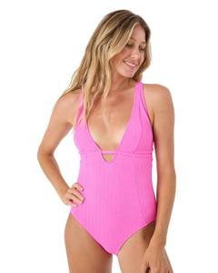 lot 6138 image: Roxy Womens Standard One Piece Swimsuit � Slimming Tummy Control Bathing Suit, Removable Cups, Quick-Dry Fabric, Bright Pink size Hill - Retail $53
