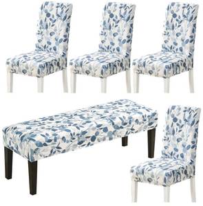 lot 12070 image: HAPPYDOG Stretch Dining Chair Covers Removable Washable Spandex Slipcovers for High Chairs 4PCSSet 1 PCS Bench Cover (Spring) - Retail $27