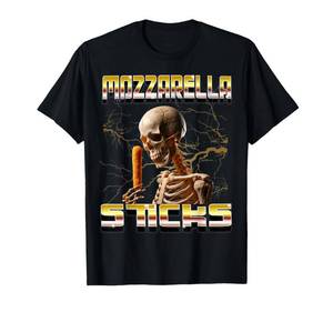 lot 12110 image: Mozzarella Sticks Bootleg Rap CDs Style Funny Meme Skeleton T-Shirt medium  - Retail $21