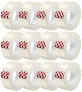 lot 12134 image: GIBIBU 12 Rolls Transparent Tape Refills, Clear Tape Dispenser Refill Rolls, Glossy Gift Wrap Tapes for Office, School, Home, 34 x 1000 Inches - Retail $9