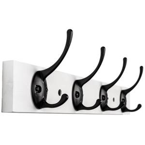 lot 12143 image: VERTORGAN Coat Hooks Wall Mounted, Wooden Hat Rack with 4 Hooks for Entryway, Bathroom,Bedroom(White) - Retail $10