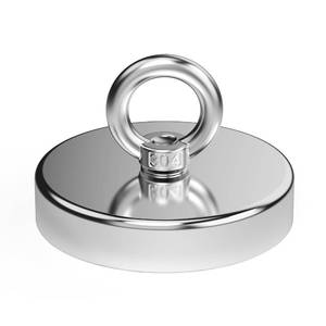 lot 12145 image: Magnetpro Fishing Magnet, Over 900 Lbs Pulling Force Strong Neodymium Magnet Heavy Duty, Rare Earth Magnets with Eyebolt, Diameter 3.54 inches for Magnetic Fishing, Hunting, Retrieving in River - Retail $30