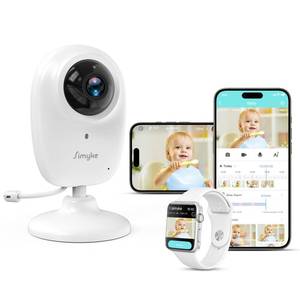 lot 12166 image: Simyke Smart Video Baby Monitor,1080P Baby Room Camera, APP Control,WiFi OnOff Switch,AI Detection, Cry Monitor and Lullabies, HD Night Vision, Two-Way Audio, Cloud and SD Card Storage - Retail $40