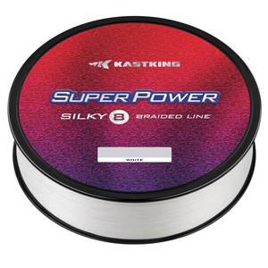 lot 12167 image: KastKing Superpower Silky8 Braided Fishing Line, White, 8 Strands, 8 LB, 300 Yds - Retail $3