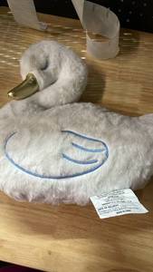 lot 13388 image: White Swan Plush Decorative Pillow