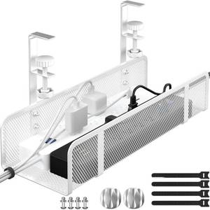 lot 13409 image: Under Desk Cable Management Tray, Wire Management Desk Cable Organizer Cable Management Box, Cord Organizer Storage for Office - Retail $22