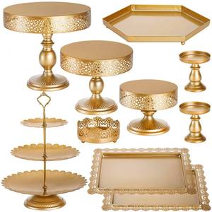 lot 13412 image: Peohud 10 Pieces Gold Cake Stand, Metal Round Cupcake Tower, Decorative Dessert Fruit Candy Display Plate for Wedding, Anniversary, Birthday Party, Celebration, Outdoor - Retail $62