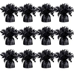 lot 13423 image: Black Balloon Weights, Heavy Balloon Weight Pack of 12 Metallic Foil Weights for Balloons, Birthday Party and Wedding Table Centerpiece Ballon Weight 4.8�� DIY Ballon Weights for Helium Balloons - Retail $20