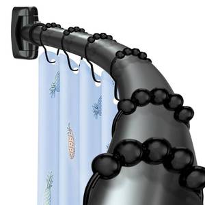 lot 13427 image: Curved Shower Curtain Rod,33-78 inches Adjustable Arched Round Shower curtain rods,Rustproof Black Curved Shower Curtain Rod for Bathroom, Premium Stainless Steel Need to Drill - Retail $20