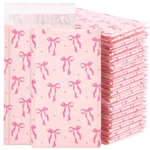 lot 13440 image: 100 Pack Pink Bows Bubble Mailers 6x10 Inch Pink Bubble Mailer Seal Adhesive Cute Padded Envelopes Waterproof Cushioning for Packaging, Shipping, Mailing, Boutiques Supplies - Retail $34