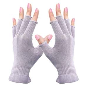 lot 14001 image: MIG4U Fingerless Moisturizing Gloves, Half Finger Touchscreen Beauty Glove for Eczema, SPA, Dry Hands, Skin Treatment, Summer Sun UV Protection, Pale Purple, 1 Pairs LXL - Retail $9