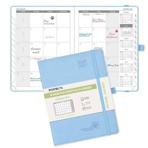 lot 14002 image: POPRUN Monthly Planner 2026-2027 (Medium- 6.5 x 8.5 Soft Cover), 18-Month Calendar Book (Jan.2026 - Jun. 2027), Calendar Planner with Monthly Tabs and Pocket, 100 GSM Paper - Blue - Retail $17