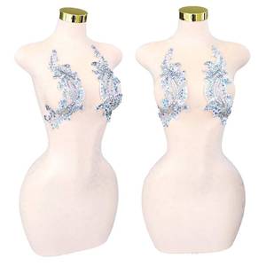 lot 14006 image: Handmade Rhinestone lace DIY Applique Beaded Crystal Patches Trim Patches for Dress Clothes Accessories(S15-silverAB) - Retail $17