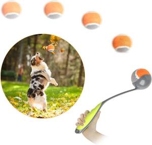 lot 14007 image: PAWISE Dog Ball Launcher for Small and Medium Dogs, 12.2 Dogs Fetch Toy with 2.3in Tennis Balll, Portable Dog Tennis Ball Thrower for Indoor and Outdoor Play, Lightweight, Durable and Hands-Free Pick-Up - Retail $10in