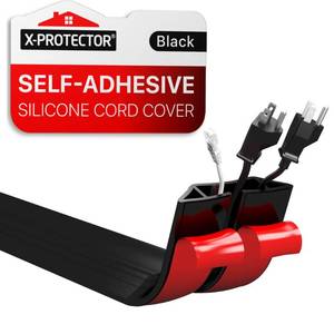 lot 14012 image: Floor Cord Cover by X-Protector � 5� Overfloor Cord Protector � Self-Adhesive Power Cable Protector � Silicone Cord Protector � Ideal Extension Cord Cover to Protect Wires On Floor (60 in) - Retail $16