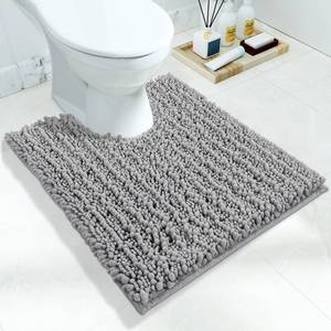 lot 14030 image: Yimobra Toilet Rug U Shaped Washable 24x20 Inch - Ultra Soft Absorbent Chenille Bath Rugs for Toilet, Quick Dry and Machine Washable, Non Slip Contour Bathroom Mat, Gray - Retail $15