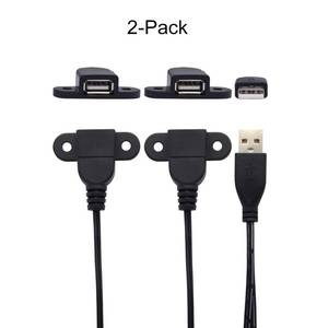 lot 14041 image: QiChengandLYS USB 2.0 Male to Dual Female Charging Extension Cable, Furniture nightstand Sofa Electric Vehicle on-Board Charging Port, Panel Mount Cable with Screw Hole 5ft (2pcs) - Retail $9