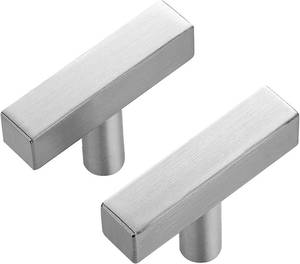 lot 14049 image: Ravinte 10 Pack Brushed Nickel T Bar Cabinet Knobs 2 Inch Square Drawer Knobs Silver Single Hole Kitchen Cabinet Pulls - Retail $20
