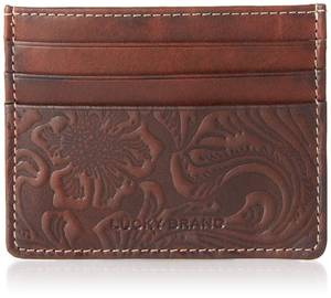 lot 14051 image: Lucky Brand Mens Slim Wallet Case  ID Window  Card Slot  Minimalist Design  Lightweight, Leather Western-Brown, One Size - Retail $30