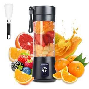 lot 14448 image: Portable Blender Cup,Electric USB Mini Juicer Blender For Shakes and Smoothies, Juice,380ml, Six Blades Great for Mixing,Black - Retail $20