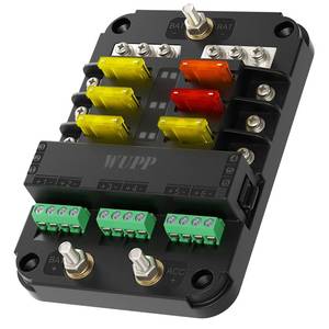 lot 14451 image: WUPP 12V Fuse Block with Relay, Automotive 6 Circuits Fuse Box with Acc Interface, Universal Fuse Block and Relay Kit for Cars Trucks Marine Boat - Retail $28