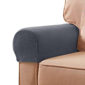 lot 14456 image: SUBRTEX Stretch Couch Arm Covers Set of 2, Checkered Sofa Arm Slipcovers, Anti-Slip Armrest Covers for Recliner and Armchairs, Pet Proof, High Stretchy, Hook and Loop Tape, Gray - Retail $10