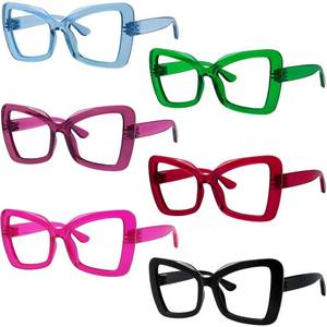 lot 14469 image: Eyekepper Metalless Screwless Spring Hinge Reading Glasses for Women - 6 Pack Oversize Butterfly Ladies Readers 0.50 - Retail $30