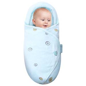 lot 14494 image: Premium Soft Cotton Baby Swaddle Blankets, Unisex Baby Blanket Wrap for Newborn Baby Boys Girls, Skin Friendly Wearable Swaddling Sleep Sack Calms Startle Reflex (Button, Blue, 0-3 Months) - Retail $20
