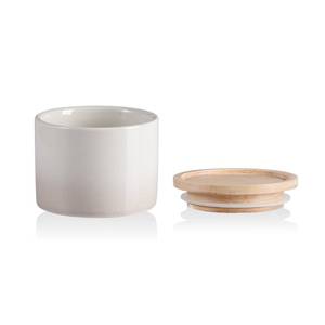 lot 14497 image: Sweejar Kitchen Canisters Ceramic Food Storage Jar, Stackable Containers with Airtight Seal Wooden Lid for Serving Ground Coffee, Tea, Sugar, Spice and More - 5 Fl Oz(Gradient Gray) - Retail $12