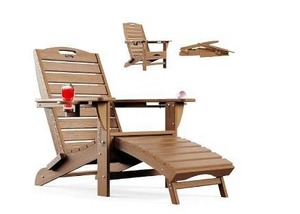 lot 1399 image: Ciokea Folding Adirondack Chair with Ottoman - Retail $149