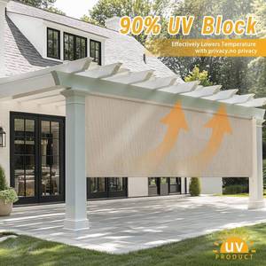 lot 1400 image: Sunoff Outdoor Roller Shades, 96W x 96H (Sesame)&nbsp