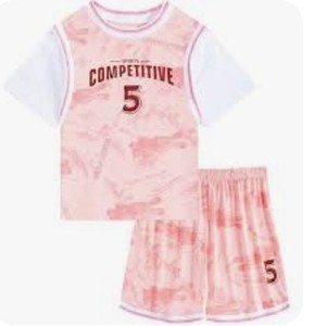 lot 2034 image: Girls Athletic ShirtShorts, Pink, Sizes 9-10