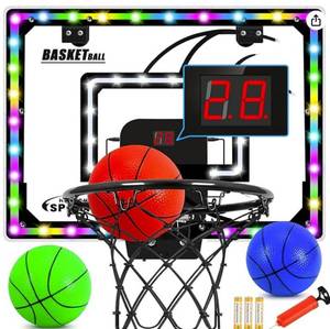 lot 19491 image: Indoor Basketball Hoop Set with Mounting Hardware - Retail $45