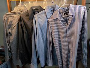 lot 4 image: Lot of 4 Mens Dress Shirts - Stafford, Arrow, Express Design Studio & More