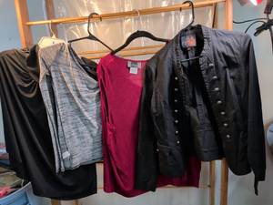 lot 13 image: G by Guess Black Military Style Blazer Jacket XL and Three Dress Shirts
