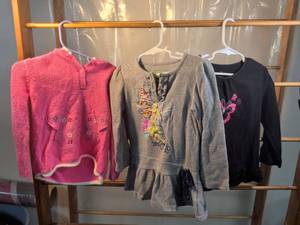 lot 67 image: Girls Toddler Clothing Lot of 3 - Faded Glory Pink Sweater, Disney Fairies Thermal Top & Black Graphic Tee