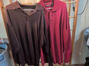 lot 70 image: Mens Long Sleeve Polo Shirts Bundle - Axis Red 3XLT & Dark Brown