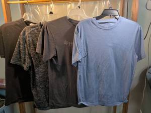 lot 71 image: Mens T-Shirt Lot - Tommy Bahama V-Neck, HomeGrown Wichita Graphic Tee, and Plain Crew Neck Tees