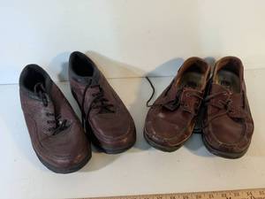 lot 180 image: Rockport Lot of 2 Pairs Brown Leather Boat Shoes Size 11 XW