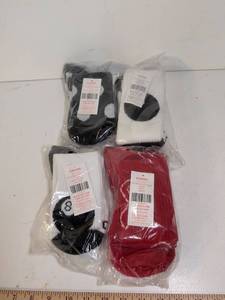lot 209 image: 4-Pair Assorted Crew Socks Black White Red Polka Dot Pattern