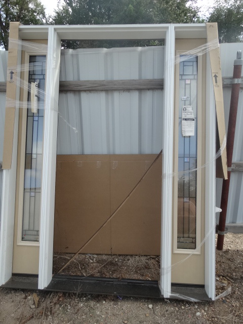 lot 5682 image: Beautiful wood door frame w side windows