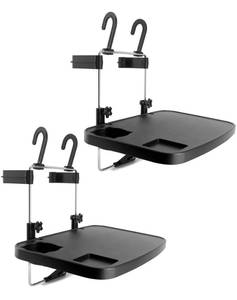 lot 5382 image: QWORK Steering Wheel Table, 1 Pack Black Car Seat Tray, Foldable Car Table, Car Seat Back Portable Tray, for Dining Studying and Laptop