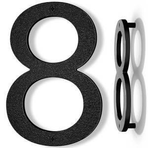 lot 5393 image: IVERRA 10 Inch Black House Numbers for Outside, Large Floating Home Address Numbers, Modern Outdoor House Number for Wall Street Garage Gate (8)