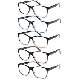 lot 5396 image: MOZVND 5 Pack Blue Light Blocking Reading Glasses for Men with Spring Hinge 1.0 Fashion Large Wide Computer Readers for Men