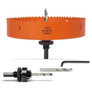 lot 5408 image: VIKITON 7 Inch Hole Saw with Arbor for Metal Wood Plastic, 7 in Bi-Metal Hole Cutter for Different Project with Smooth and Flat Drilling Edge, Fast Chip Removal,Lighter and Portable