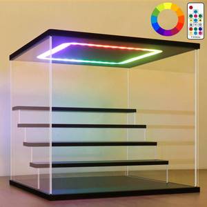 lot 5412 image: NONEMEY Clear Acrylic Display Case with Light ,3456 Tier Multiple Color Lights via Remote Control Dustproof Display Box for Collectibles Figures Mini Toys (5Tier 12.412.212inch )